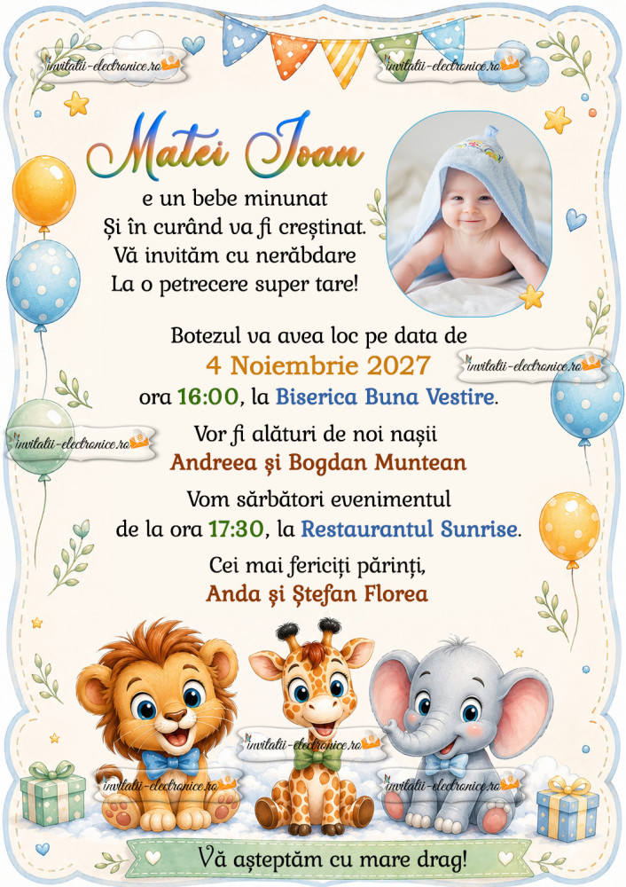 Invitatie cu animale vesele
