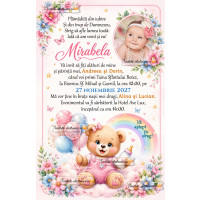 Invitatie de botez cu ursulet