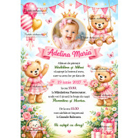 Invitatie de botez cu ursuleti