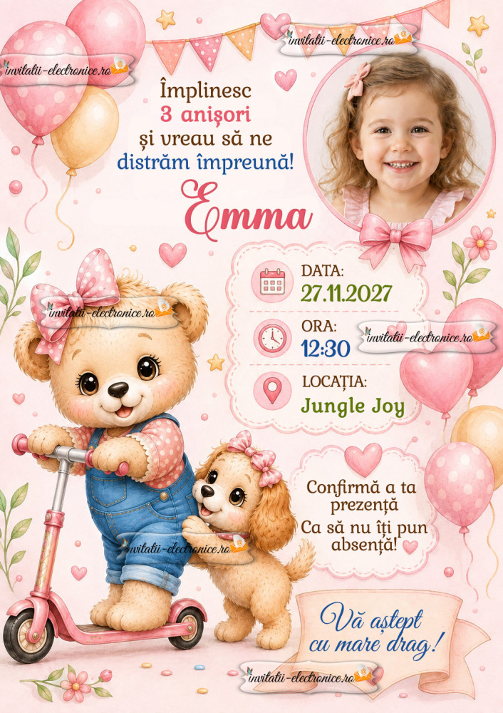 Invitatie la petrecere cu baloane
