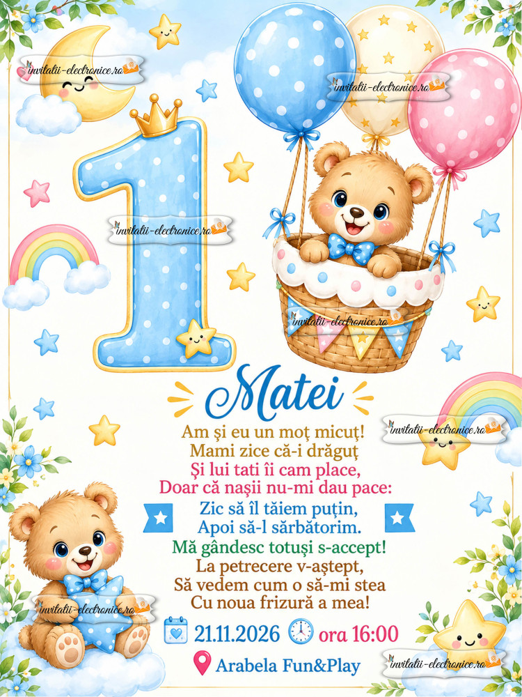Invitatie la petrecere 1 an