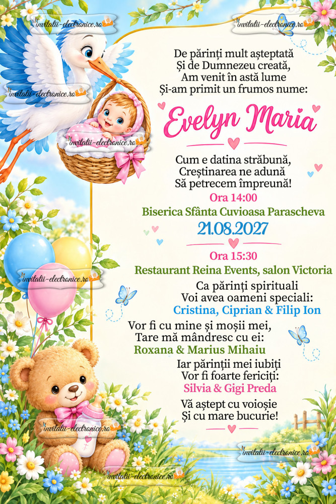 Invitatie la botez fetita 