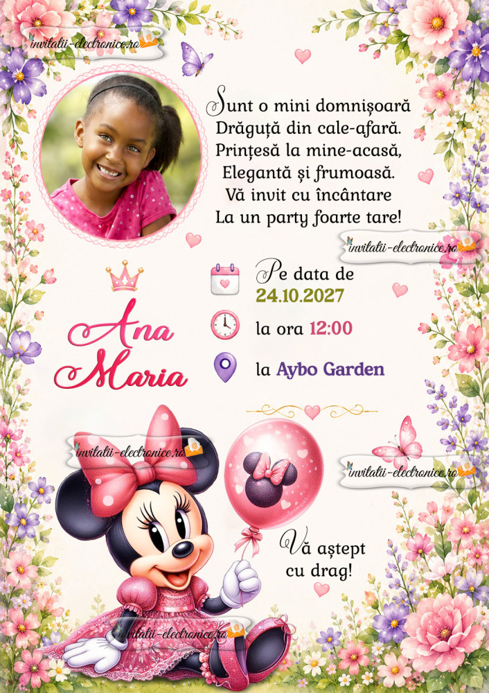 Invitatie la petrecerea unei fetite
