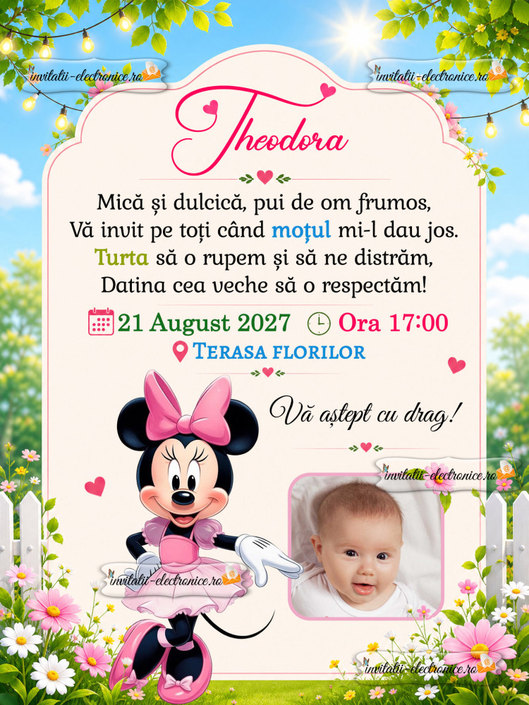 Invitatie la petrecere cu Minnie Mouse
