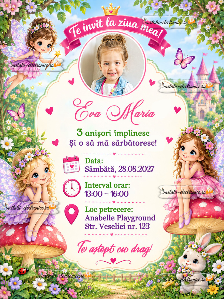 Invitatie aniversare cu zane