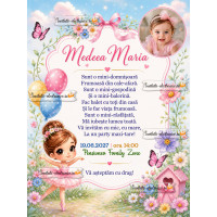 Invitatie cu balerina si flori