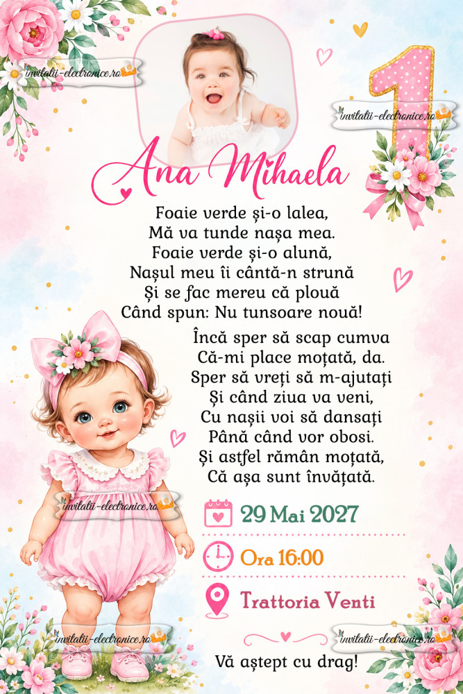 Invitatie la aniversare 1 an