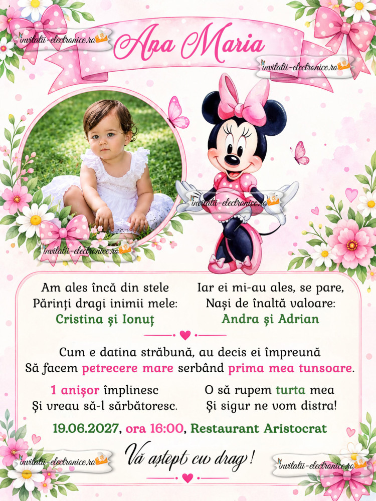 Invitatie electronica cu Minnie Mouse