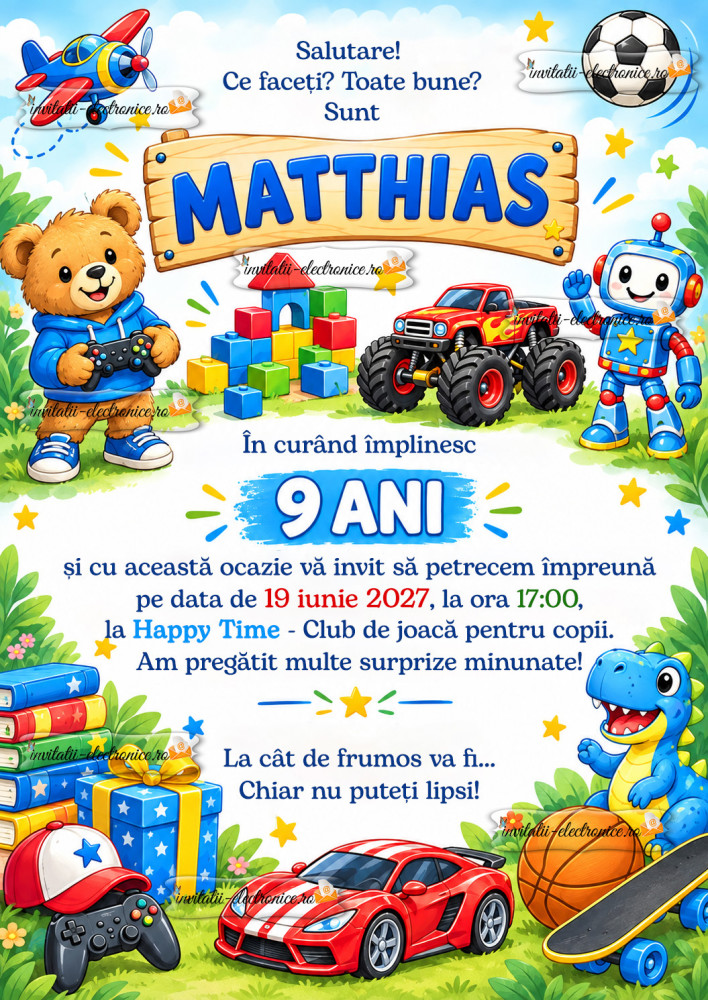 Invitatie la aniversare baiat