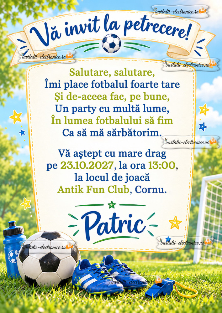 Invitatie cu minge de fotbal