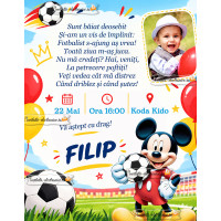 Invitatie cu Mickey Mouse si baloane
