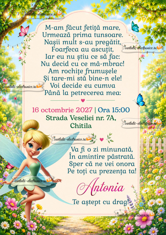 Invitatie digitala cu Tinker Bell