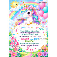 Invitatie la petrecere cu unicorn