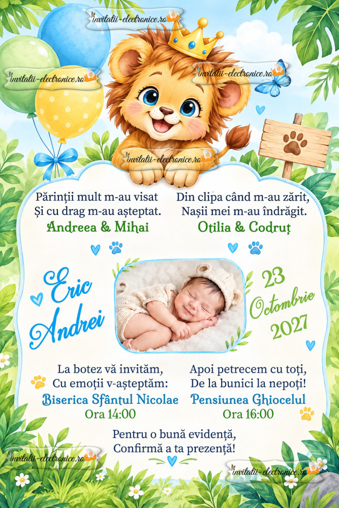 Invitatie la botez cu leu