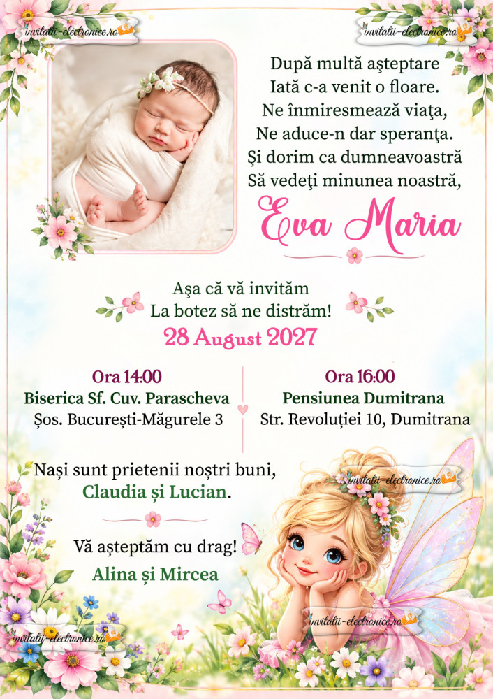 Invitatie de botez fetita
