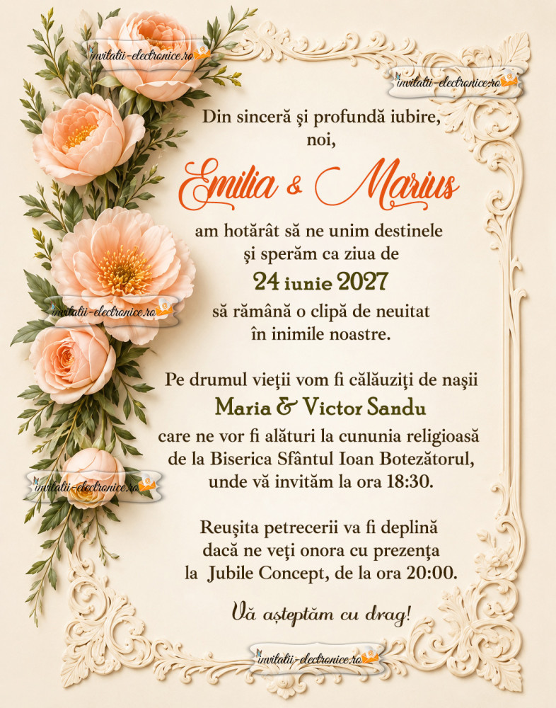 Invitatie de nunta simpla si frumoasa