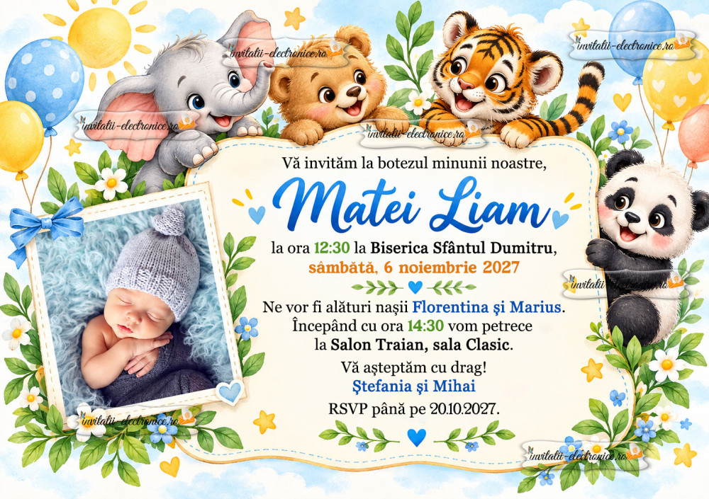 Invitatie electronică la botez cu animale