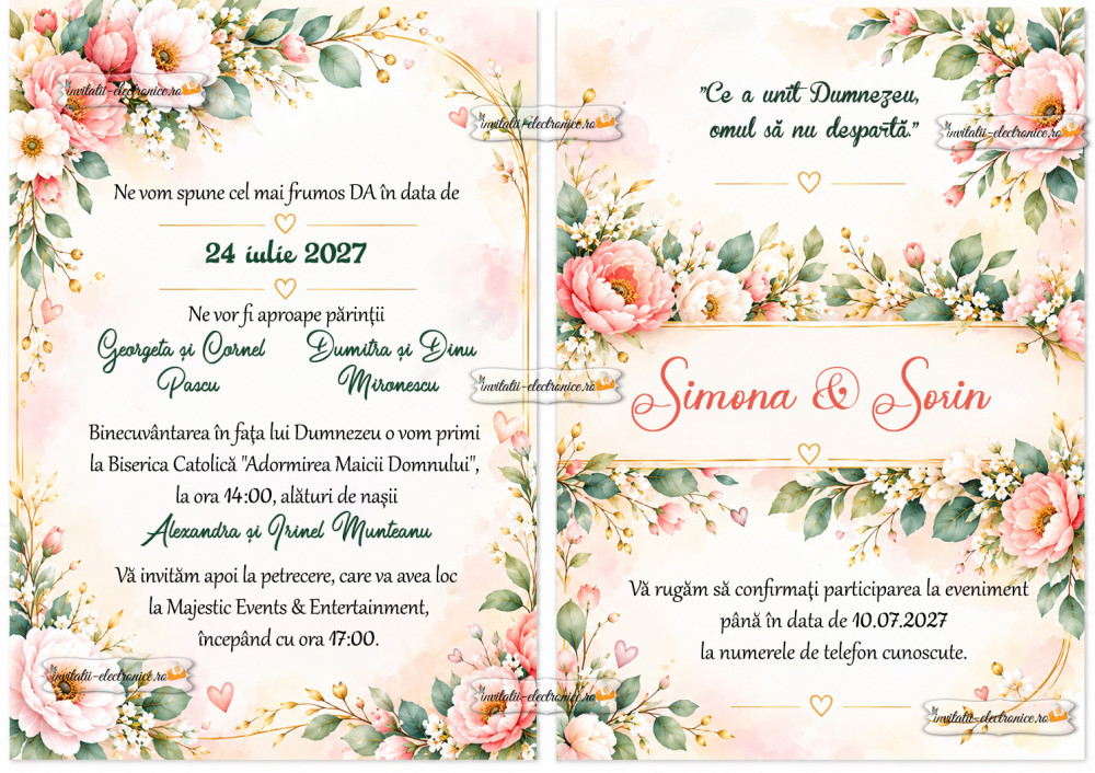 Invitatie de nunta de trimis online