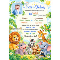 Invitatie de botez cu animale