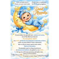 Invitatie la botez cu luna si stele