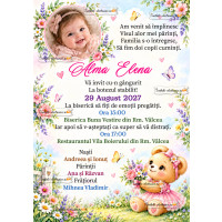 Invitatie la botez cu ursulet 