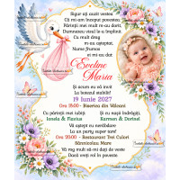 Invitatie de botez cu flori