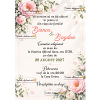 Invitatie de nunta cu flori 