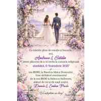 Invitatie la nunta cu mov