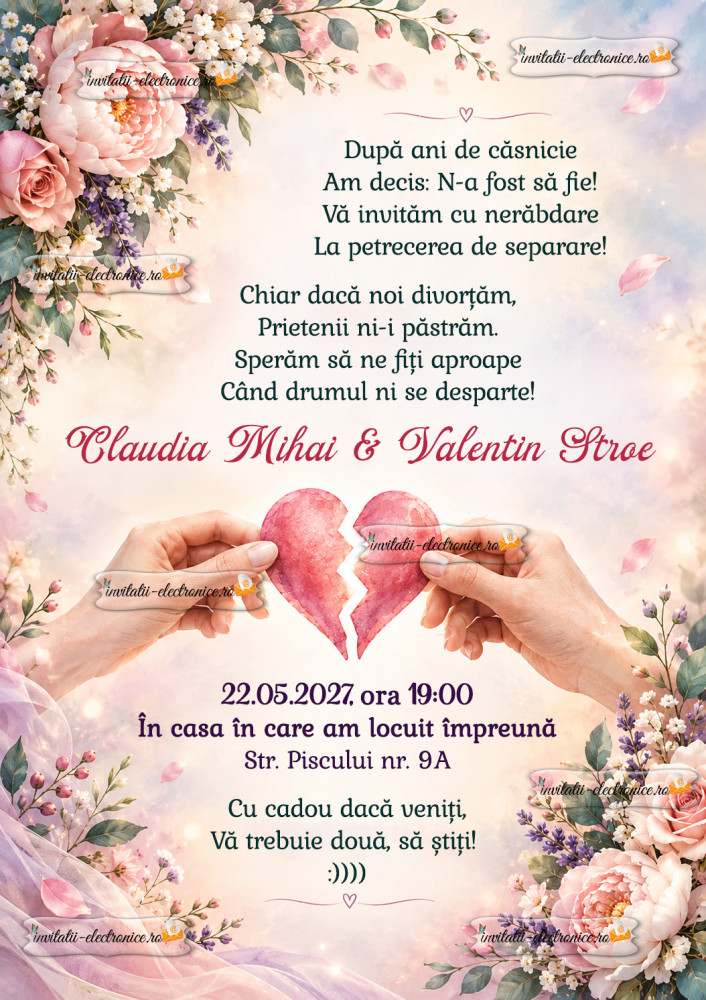 Invitatie la petrecerea de divort