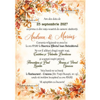 Invitatie de nunta cu frunze de toamna