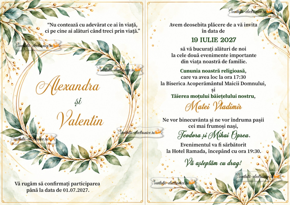 Invitatie nunta si taiere mot