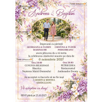 Invitatii de nunta cu liliac