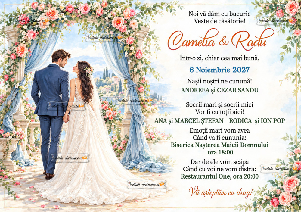 Invitatie la nunta cu miri