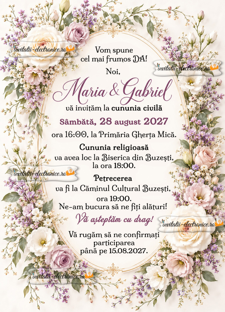 Invitatie de nunta simpla si frumoasa