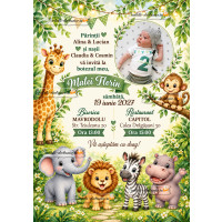 Invitatie la botez cu animale din jungla