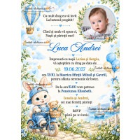 Invitatie de botez cu ursulet