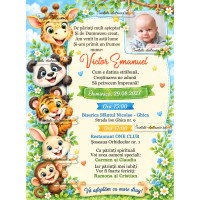 Invitatie de botez cu animale