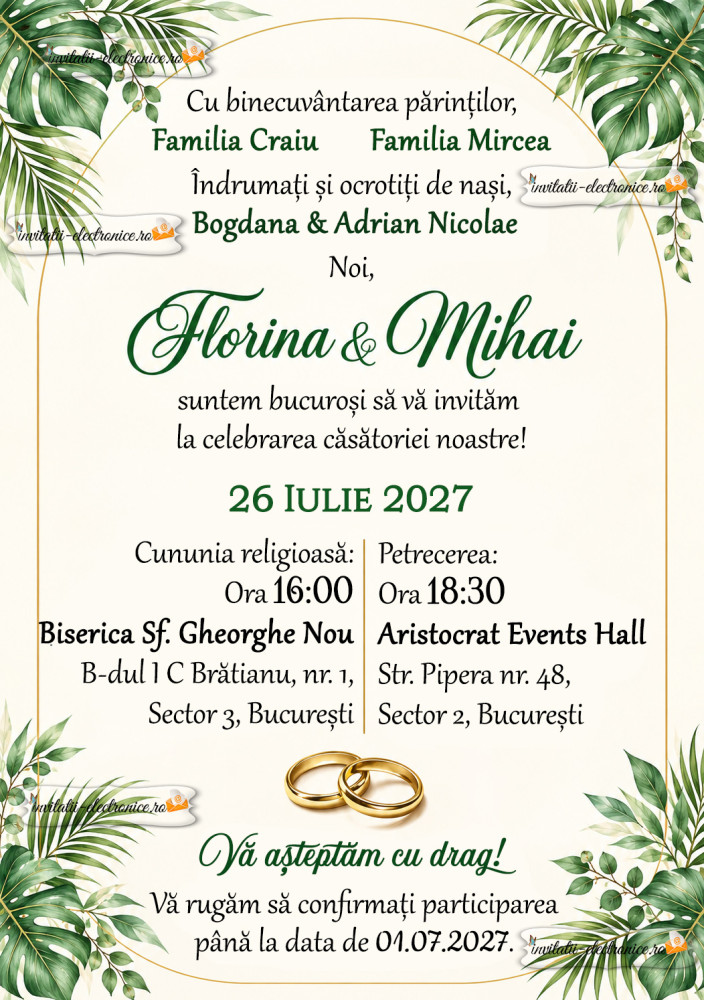 Invitatie la cununie sau nunta