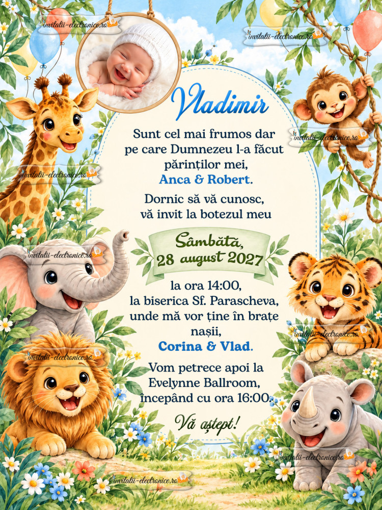 Invitatie cu animale din jungla