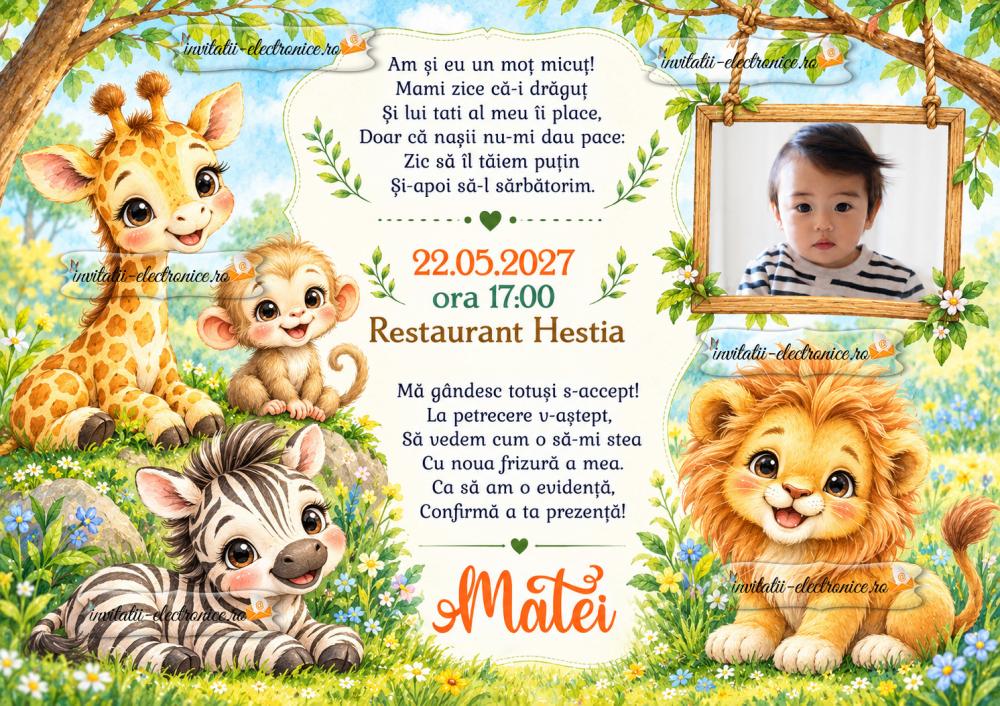 Invitatie digitala cu animale