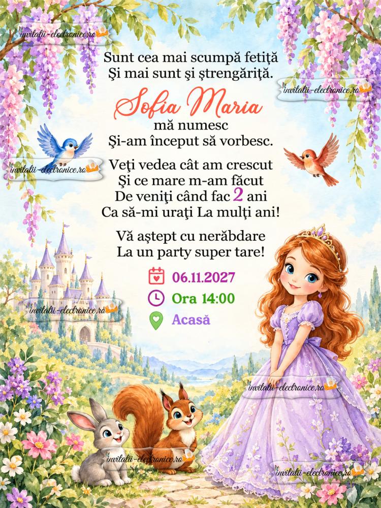 Invitatie cu Printesa Sofia