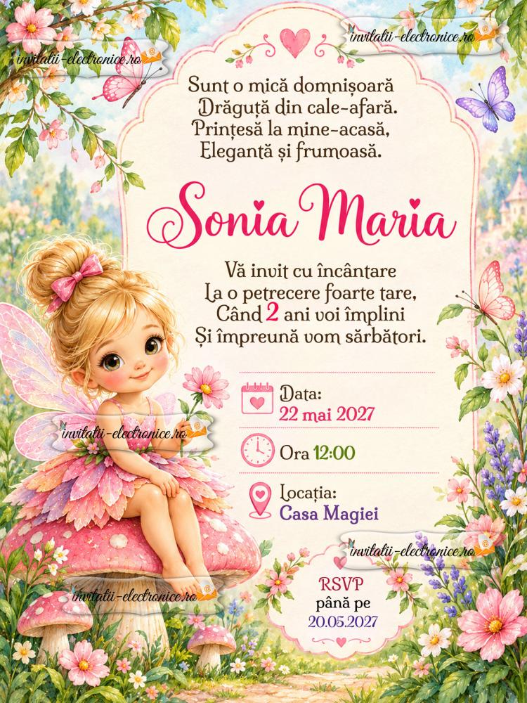 Invitatie la aniversare fetita