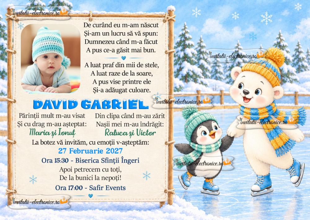 Invitatii electronice de botez iarna