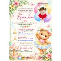 Invitatie de botez cu ursulet