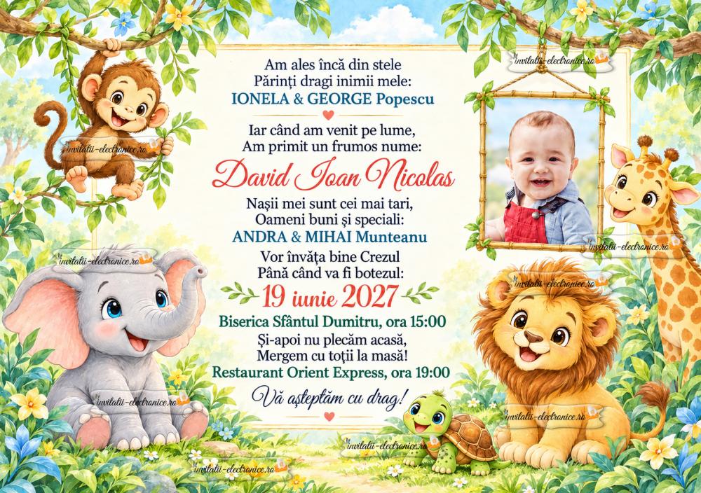 Invitatie botez jungla
