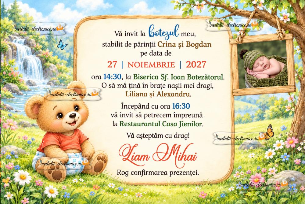 Invitatie la botez cu ursulet