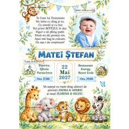 Invitatie digitala cu animale din jungla