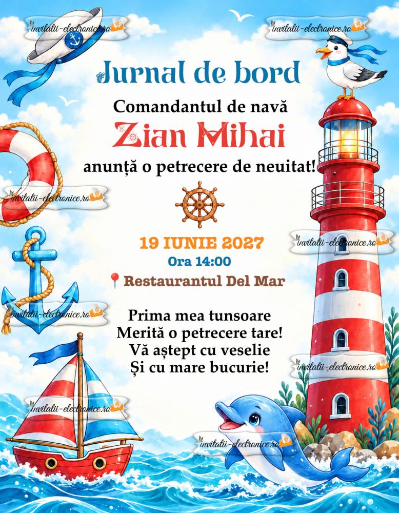 Invitatie digitala - tema marina