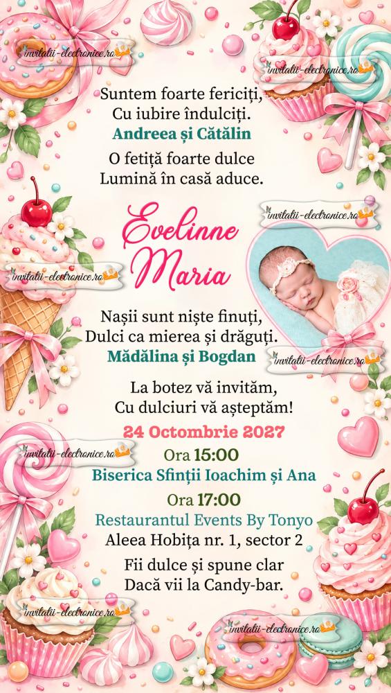 Invitatie la botez - pentru o fetita dulce