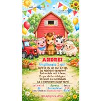 Invitatie digitala cu animale din ferma